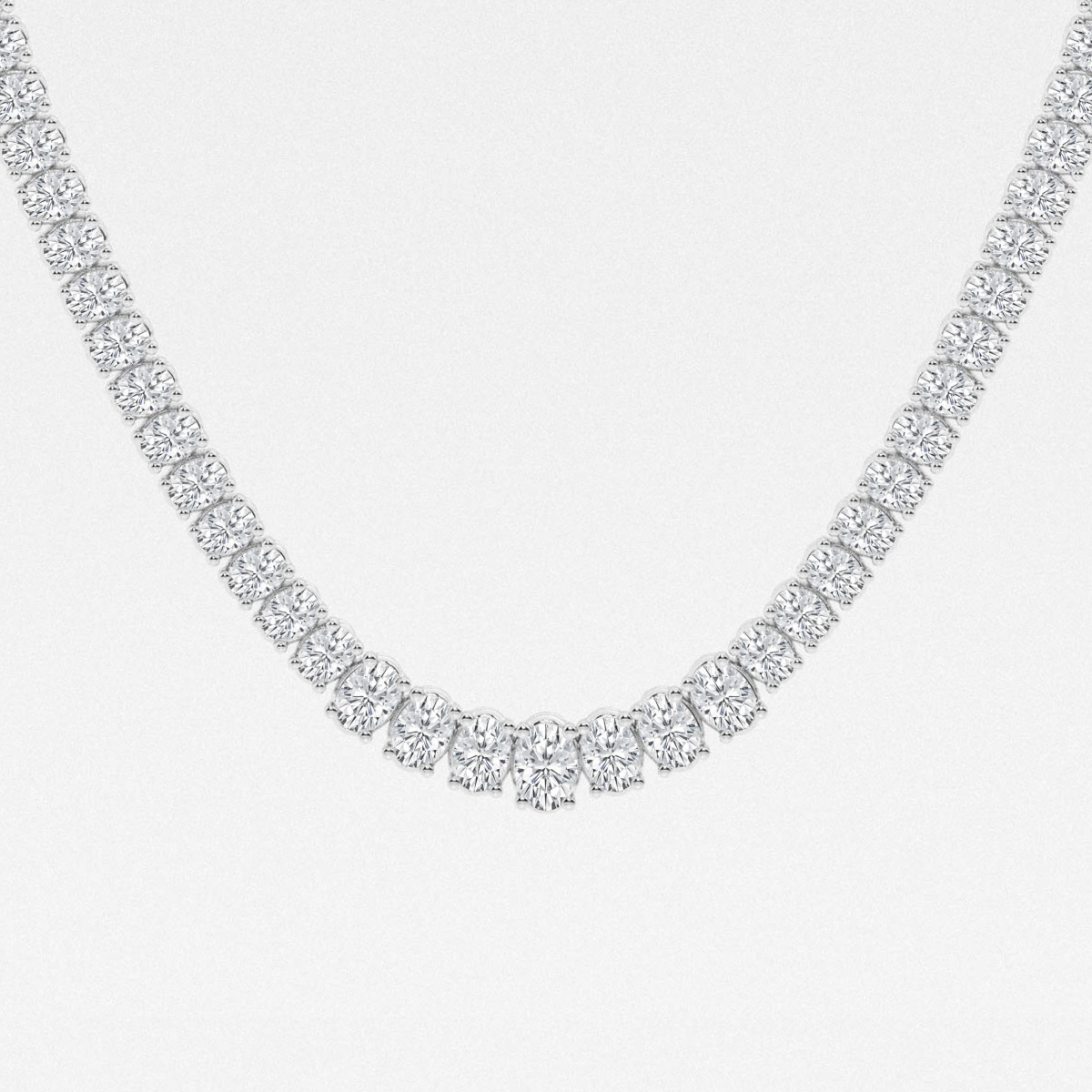Additional Image 1 for  22 ctw Oval Lab Grown Diamond Graduated Tennis Necklace